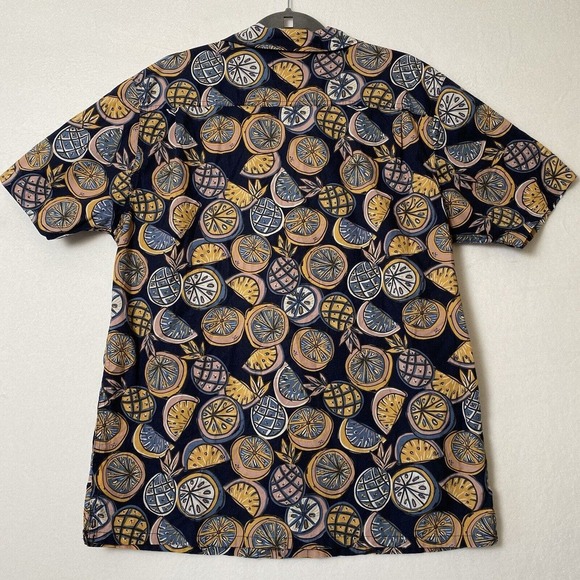 Junk Food Clothing Art Style Navy Pineapple Fruit Button Front Men Shirt Size L - Picture 10 of 16